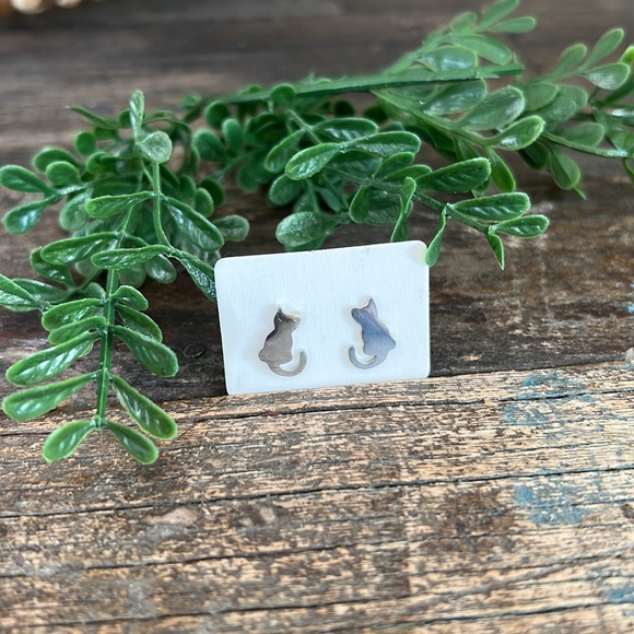 CAT earrings in silver and gold - 2 pairs  - NEW - Picture 4 of 7